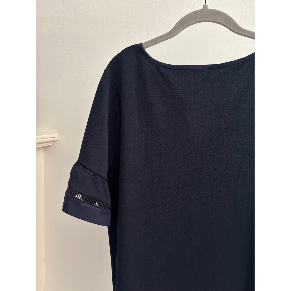 Banana Republic XL Navy Blue Blouse Split Neck Ruffle Sleeve Office Career Top - Picture 9 of 12